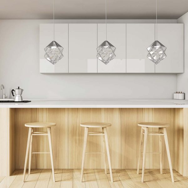 kitchen island with 3 Tetra smart pendant ligths